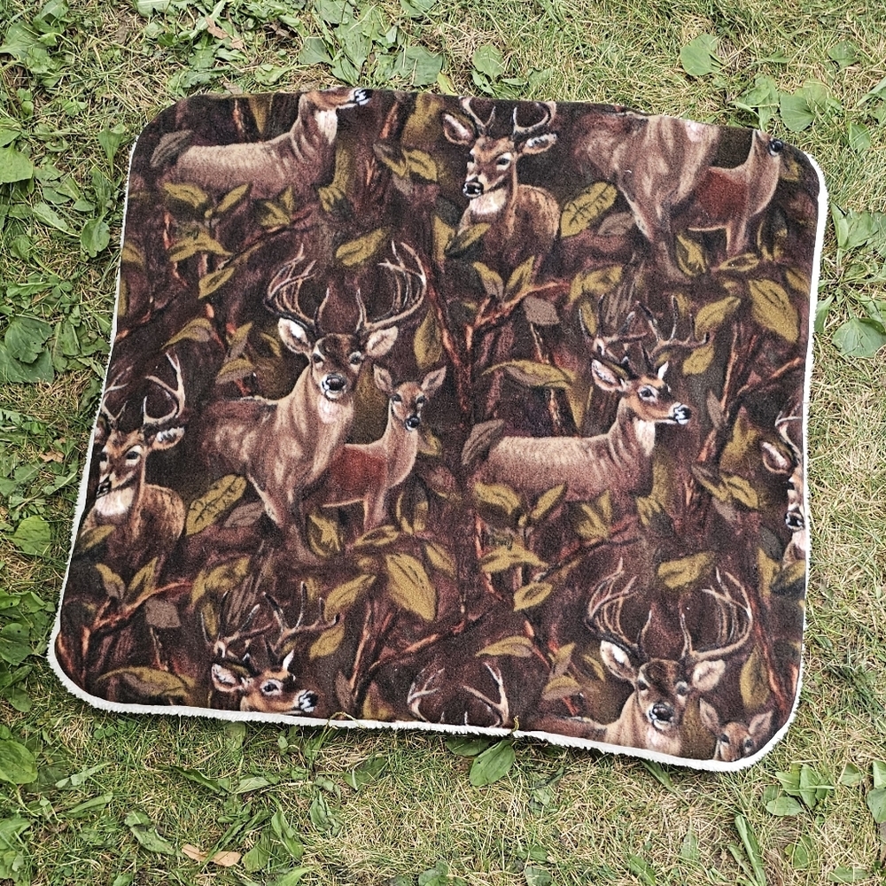 NEW! Deer Woods Camo Pet Mat - Large - 3 Layers, Fleece + Sherpa | Dog Cat Baby
